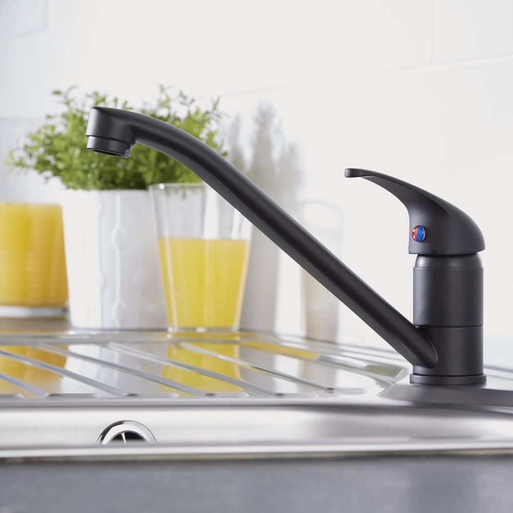 Moderne Ein-Hebel Küchenarmatur mit beweglichem Ausguss, Schwarz