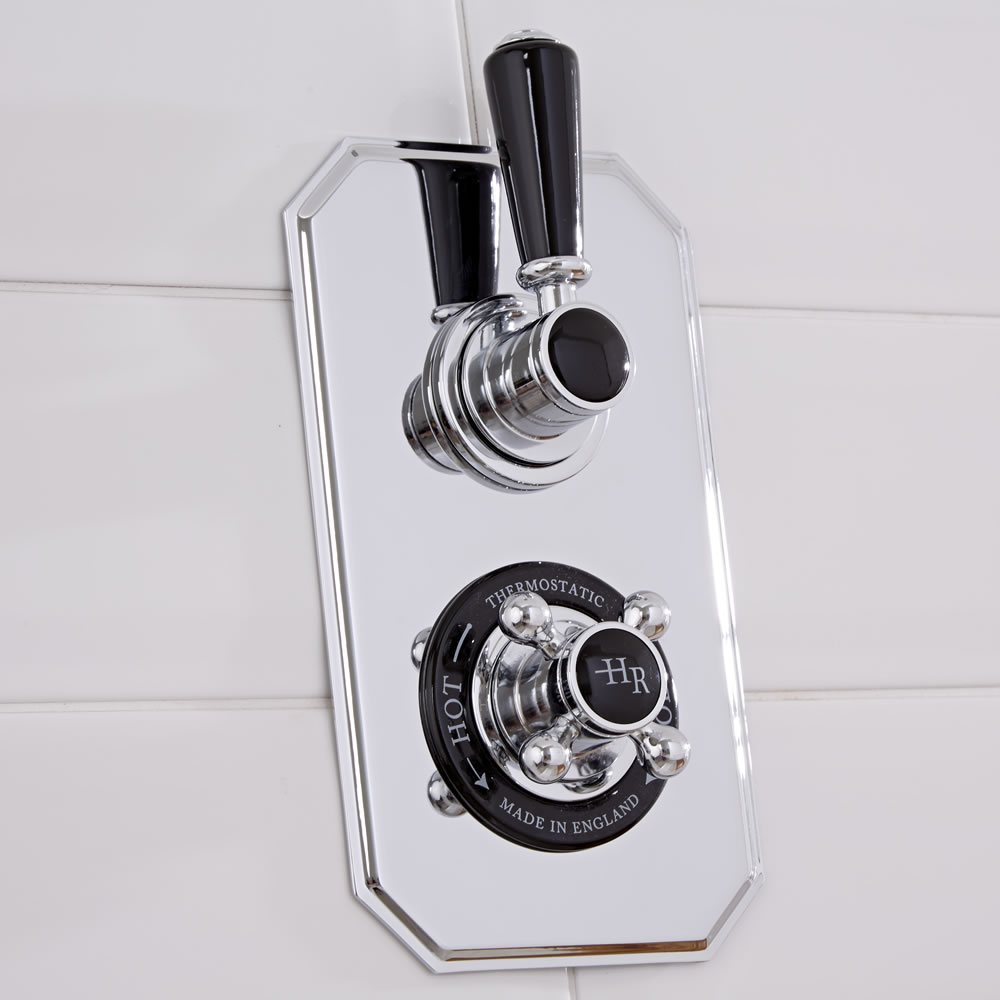 Nostalgische Twin Duscharmatur mit schwarzen Details, Unterputz