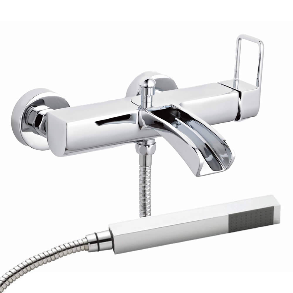 Badewannenarmatur mit Wasserfallausguss und Handbrause Wandmontage - Nevada