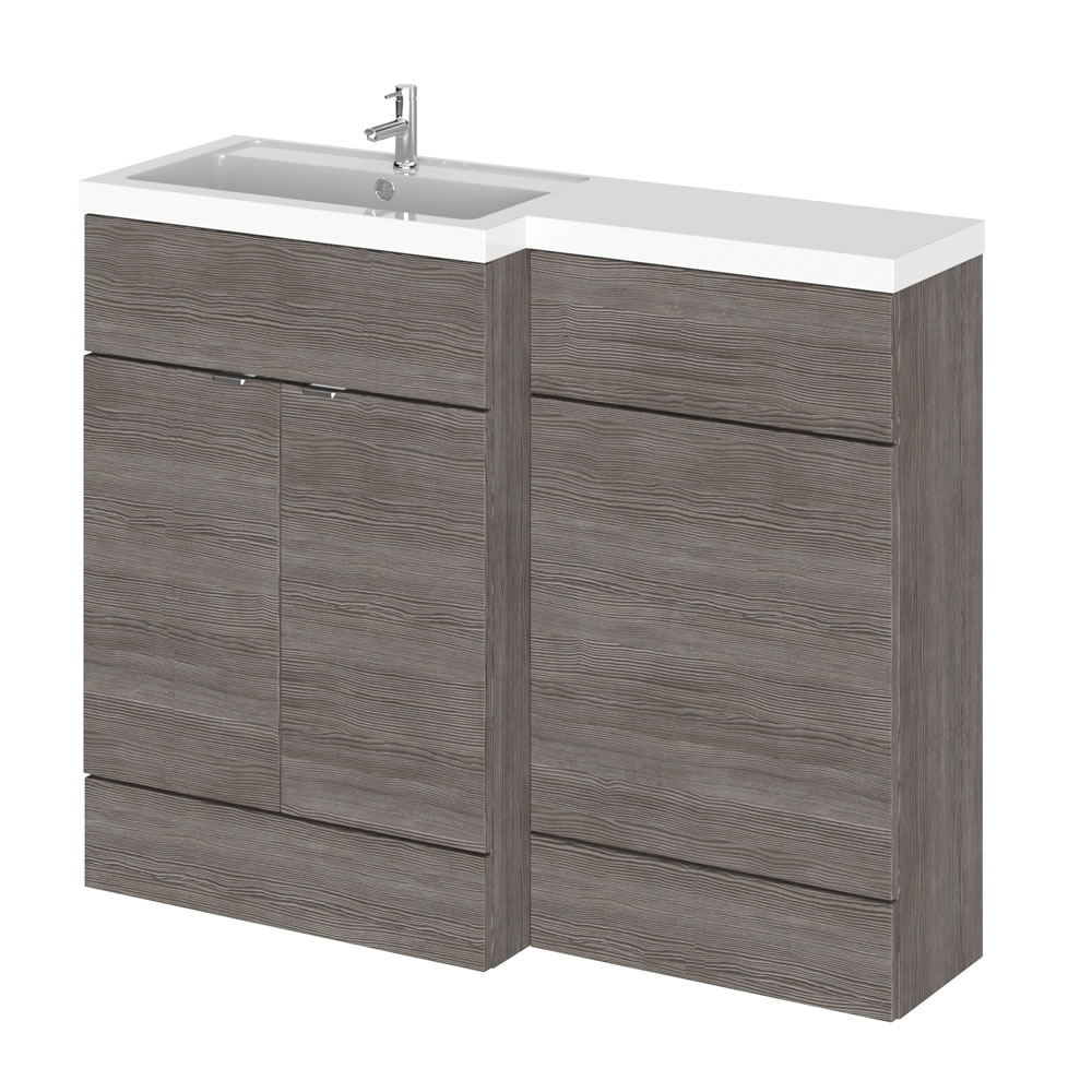 1100mm Waschtisch & WC Kombination - Grau-Braun Avola -Waschtischeinheit links