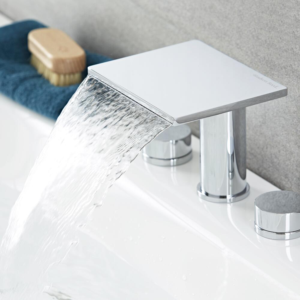 3-Loch Waschtischarmatur mit Wasserfallausguss - Blade