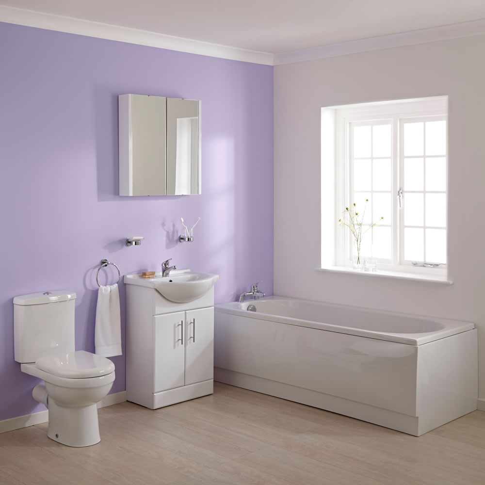 WC mit Spülkasten, Waschtisch und Einbaubadewanne im Set - Ivo