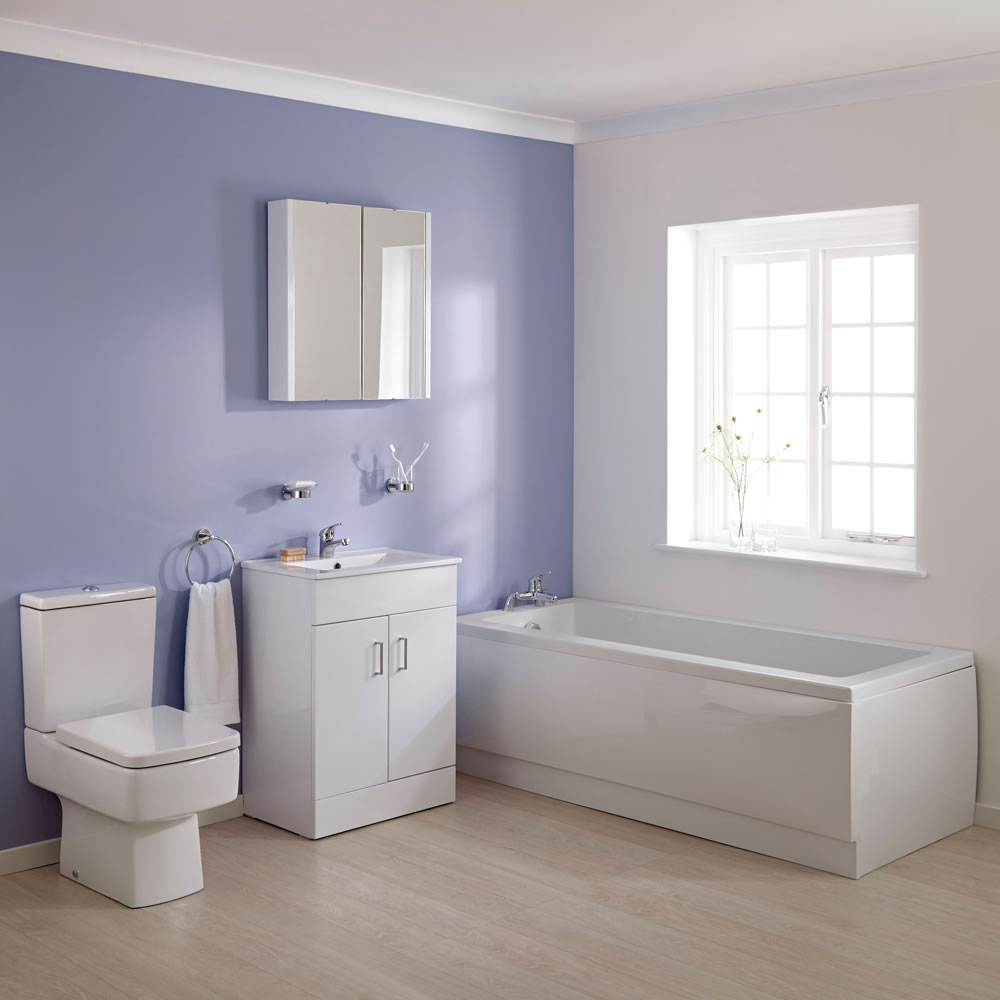 WC mit Spülkasten, Waschtisch mit Unterschrank und Einbaubadewanne im Set - Bliss