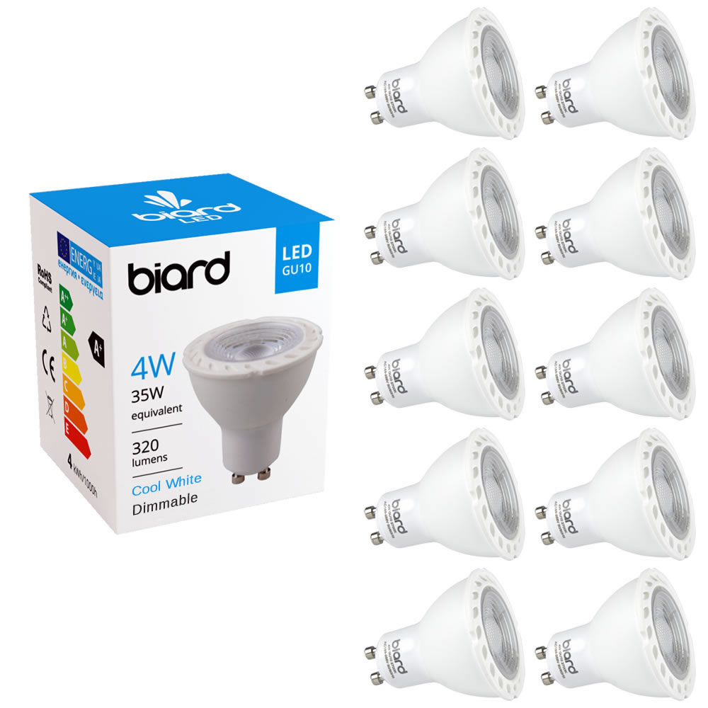 Biard 10x 4W GU10 LED Spot dimmbar, 3 Farbtemperaturen zur Auswahl