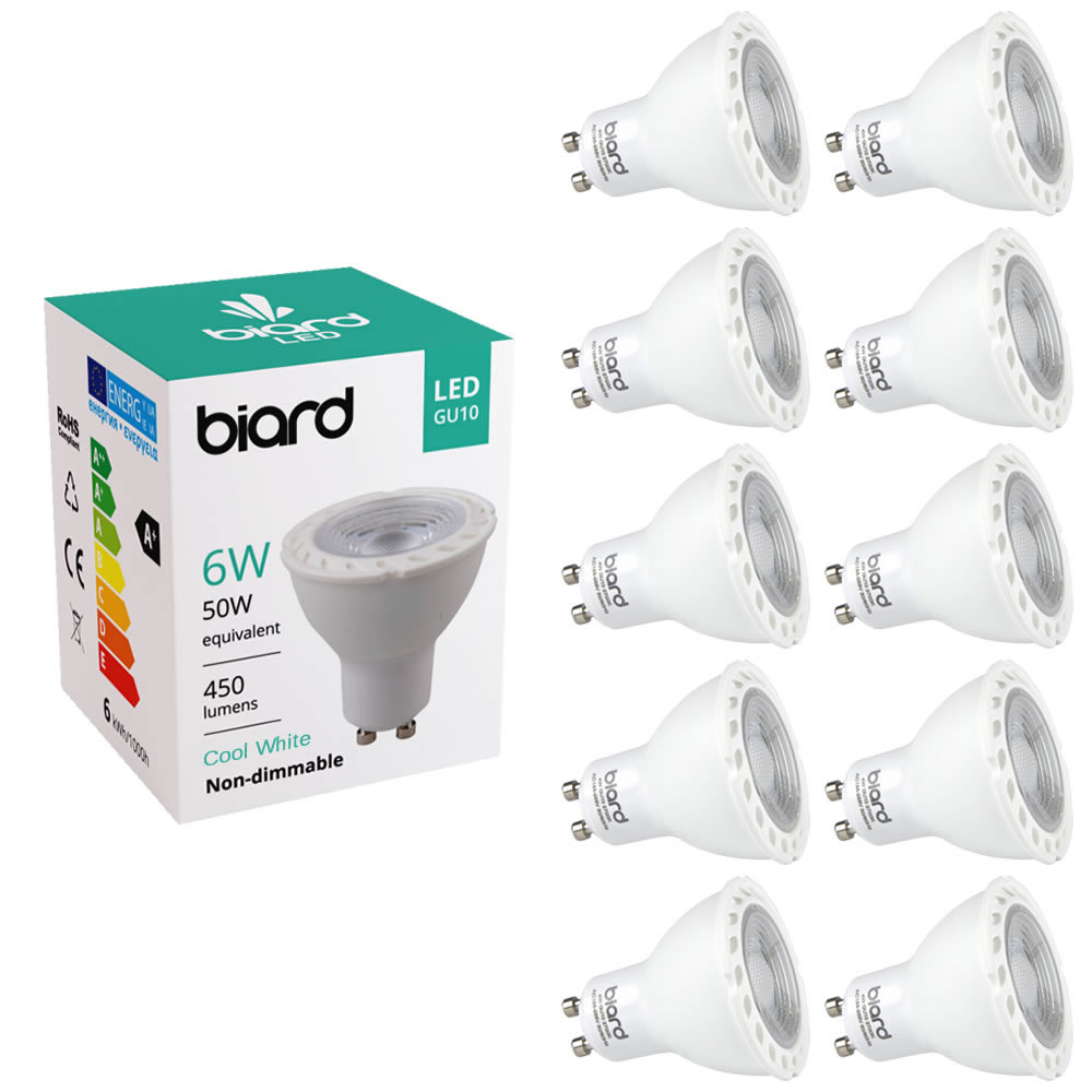 Biard 10x 6W GU10 LED Spot nicht dimmbar, 3 Farbtemperaturen zur Auswahl
