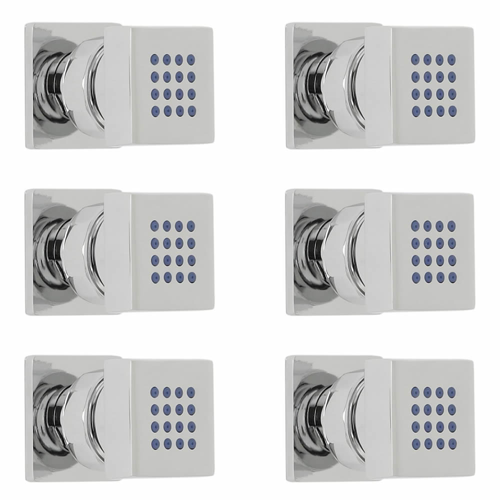 6x Seitenbrause Quadratisch Chrom, zur Aufputzmontage