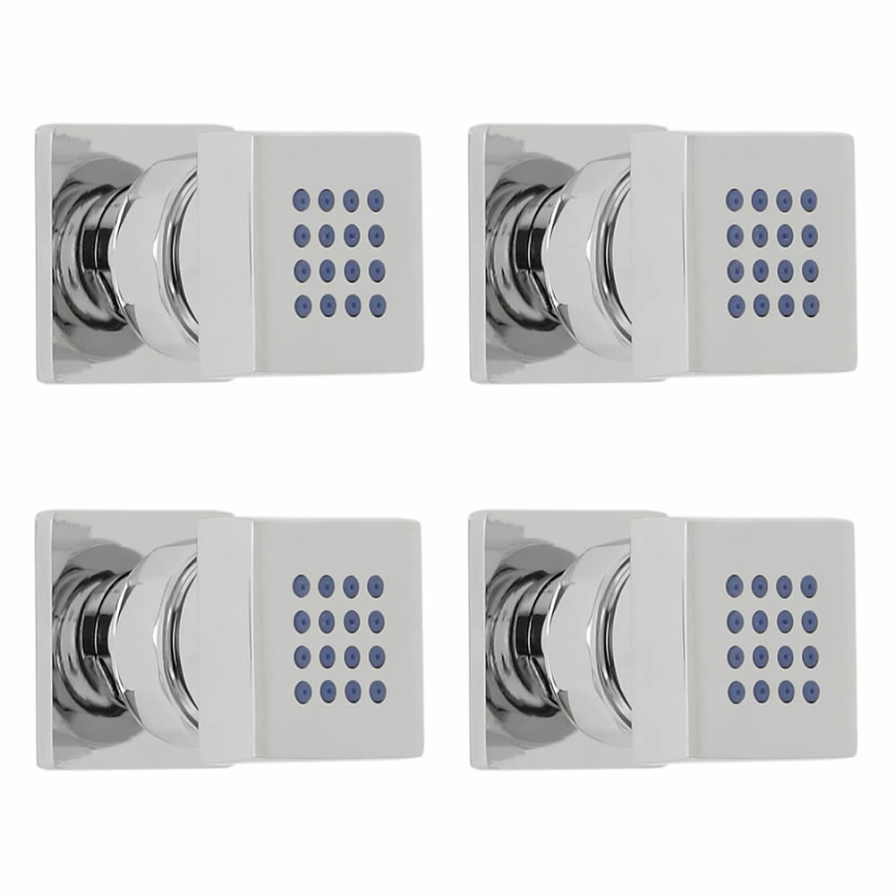 4x Seitenbrause Quadratisch Chrom, zur Aufputzmontage