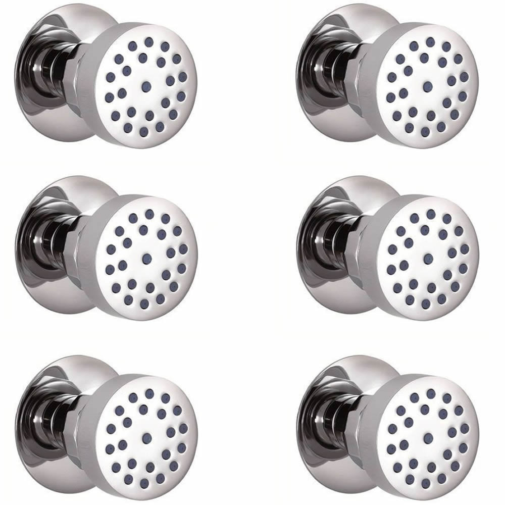 6x Seitenbrause Rund Chrom, zur Aufputzmontage