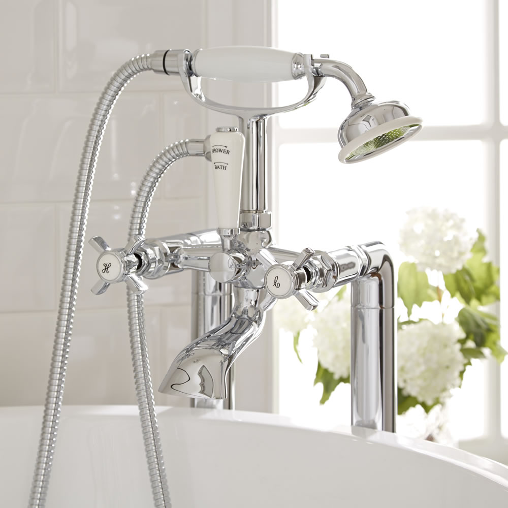 Nostalgische Badewannenarmatur zur Standmontage mit Handbrause - Victoria