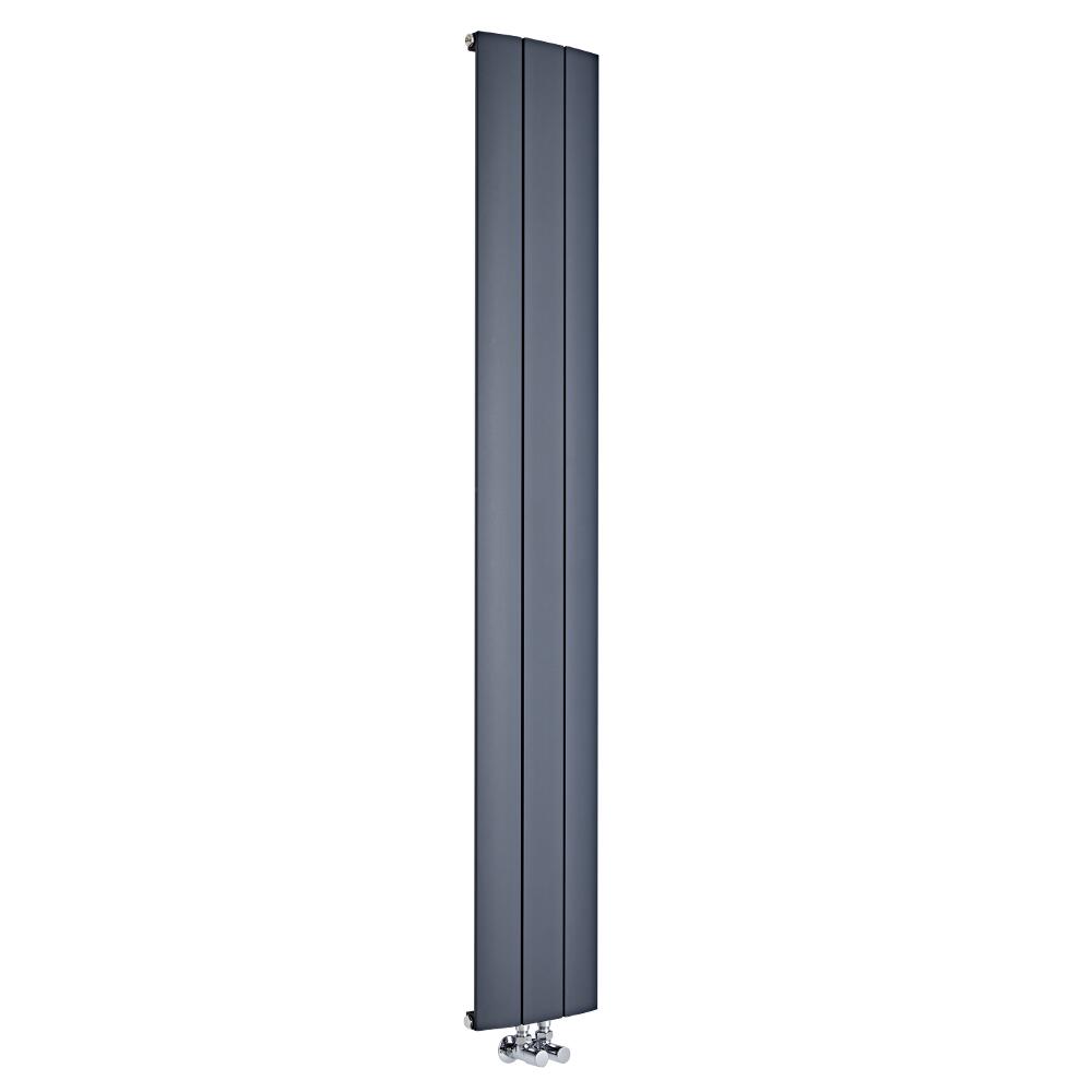 Design Heizkörper Vertikal Einlagig Mittelanschluss - Aluminium Anthrazit 1800mm x 280mm 1152W - Aurora