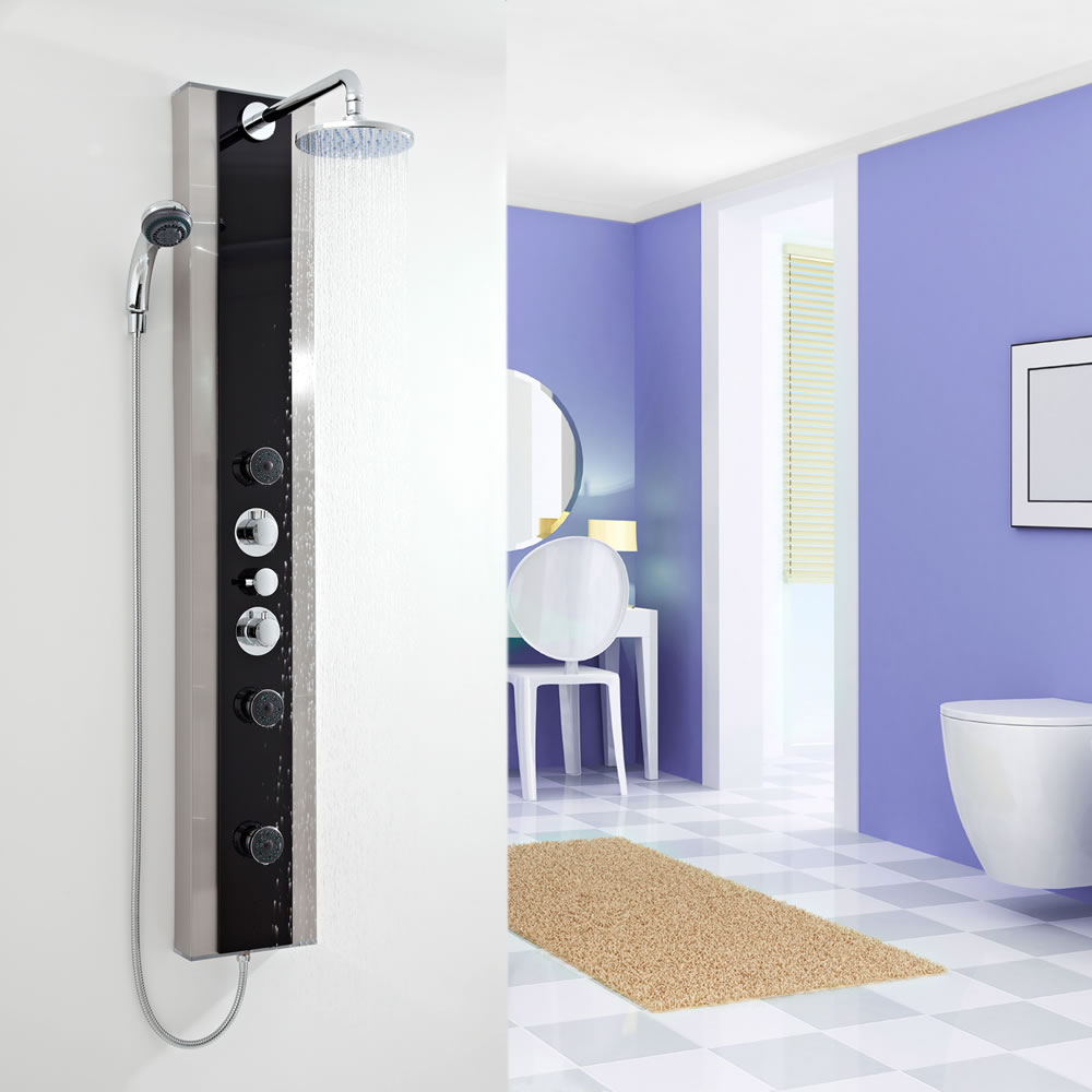Thermostatisches Duschpaneel aus Edelstahl auch zur Eckmontage - Jazz