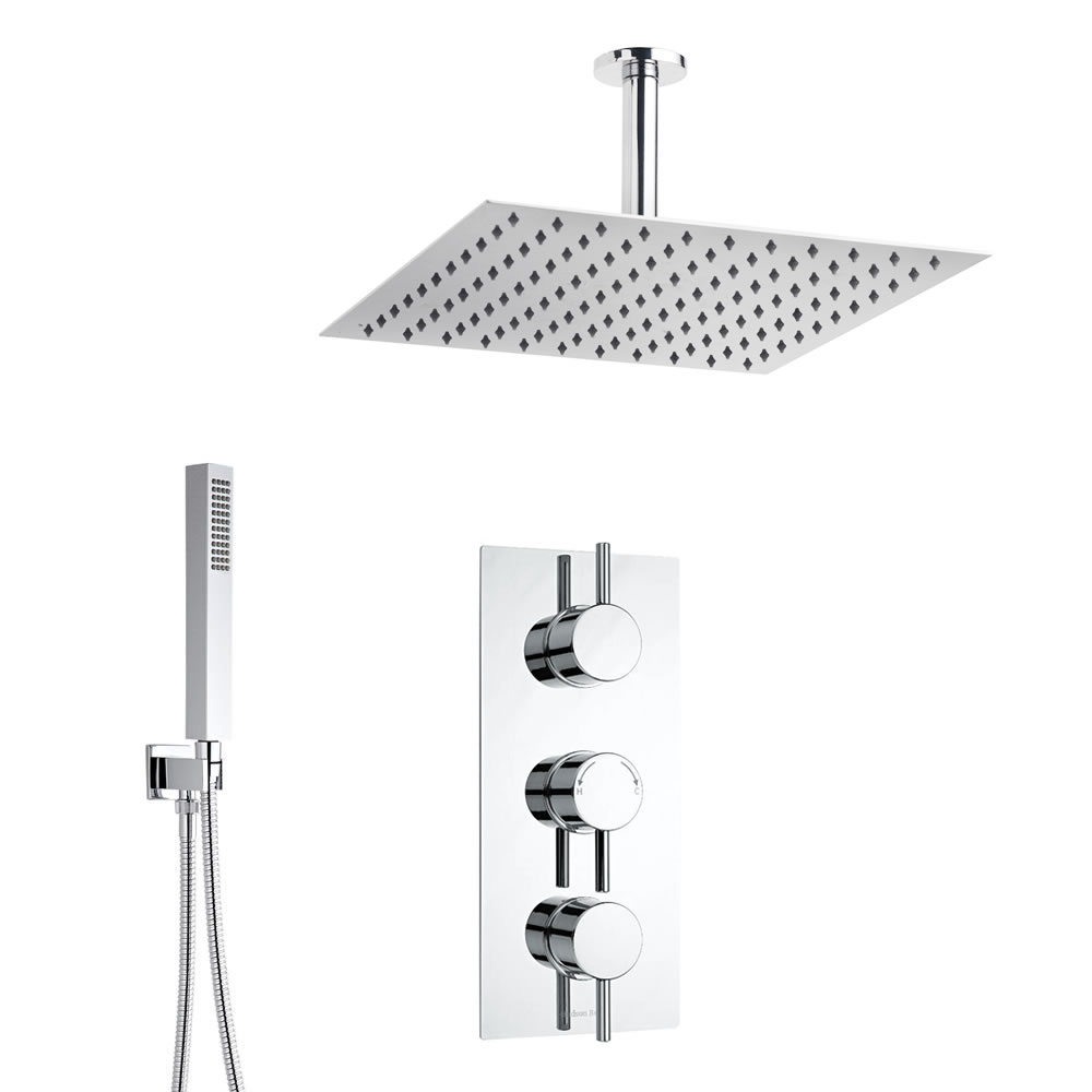 Duschsystem Quest inkl Kopfbrause, Handbrause & Thermostat Duscharmatur