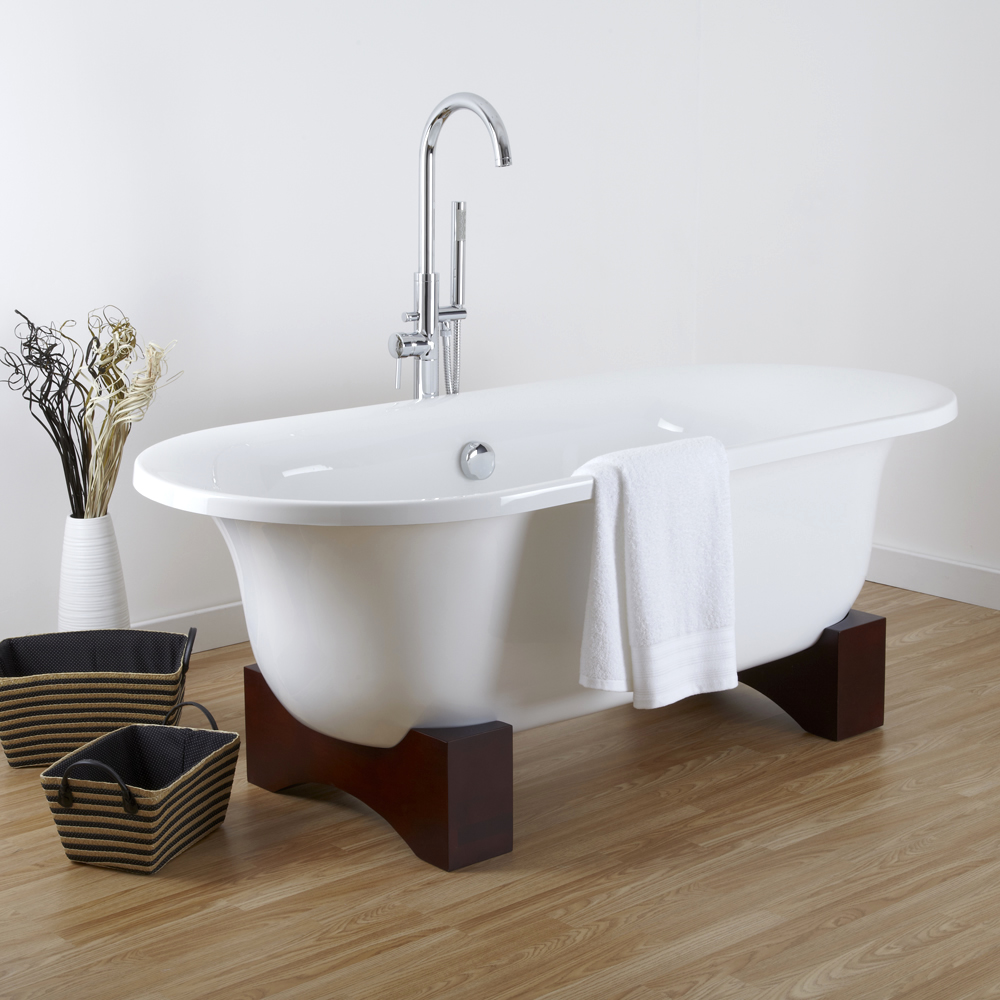 Freistehende Badewanne Oval mit Holzfüßen - Miami