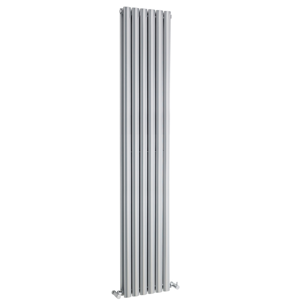 Design Heizkörper Vertikal Doppellagig Hochglanz Silber 1800mm x 354mm 2200W - Revive