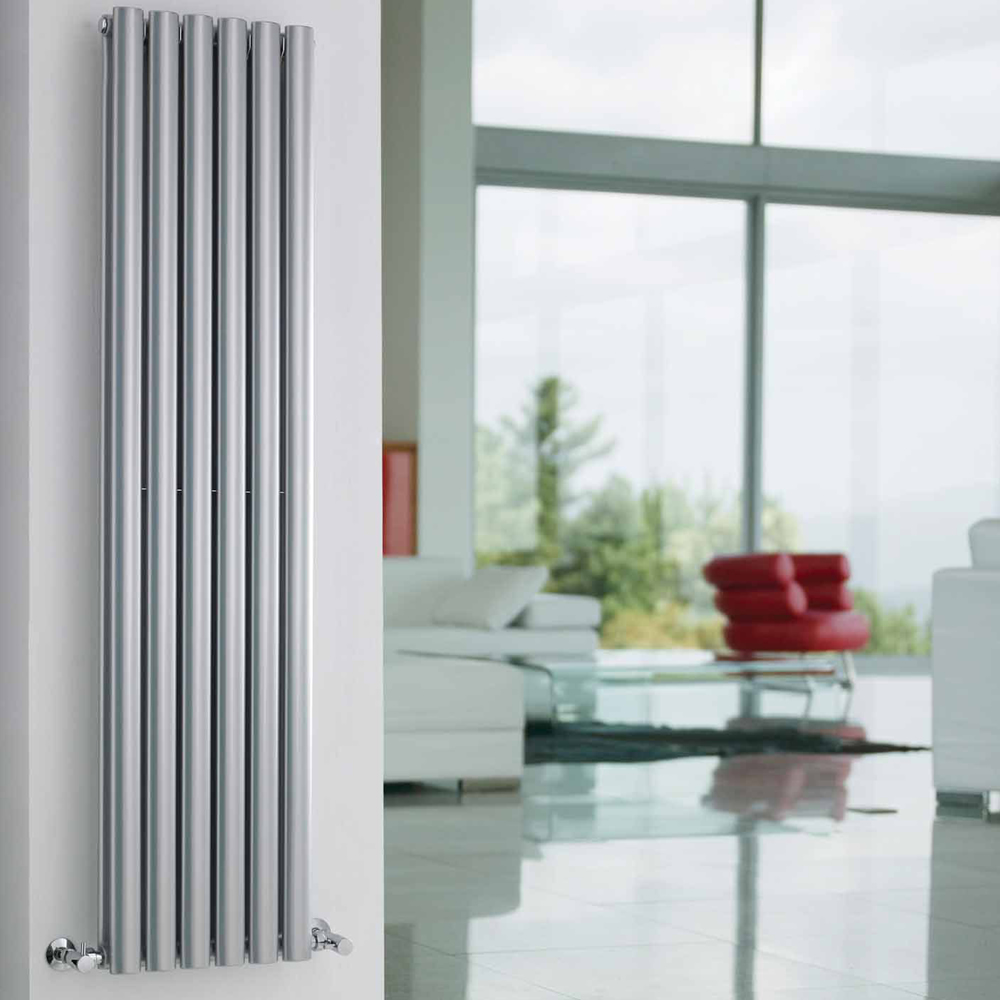 Design Heizkörper Vertikal Doppellagig Silber 1500mm x 354mm 1380W - Revive