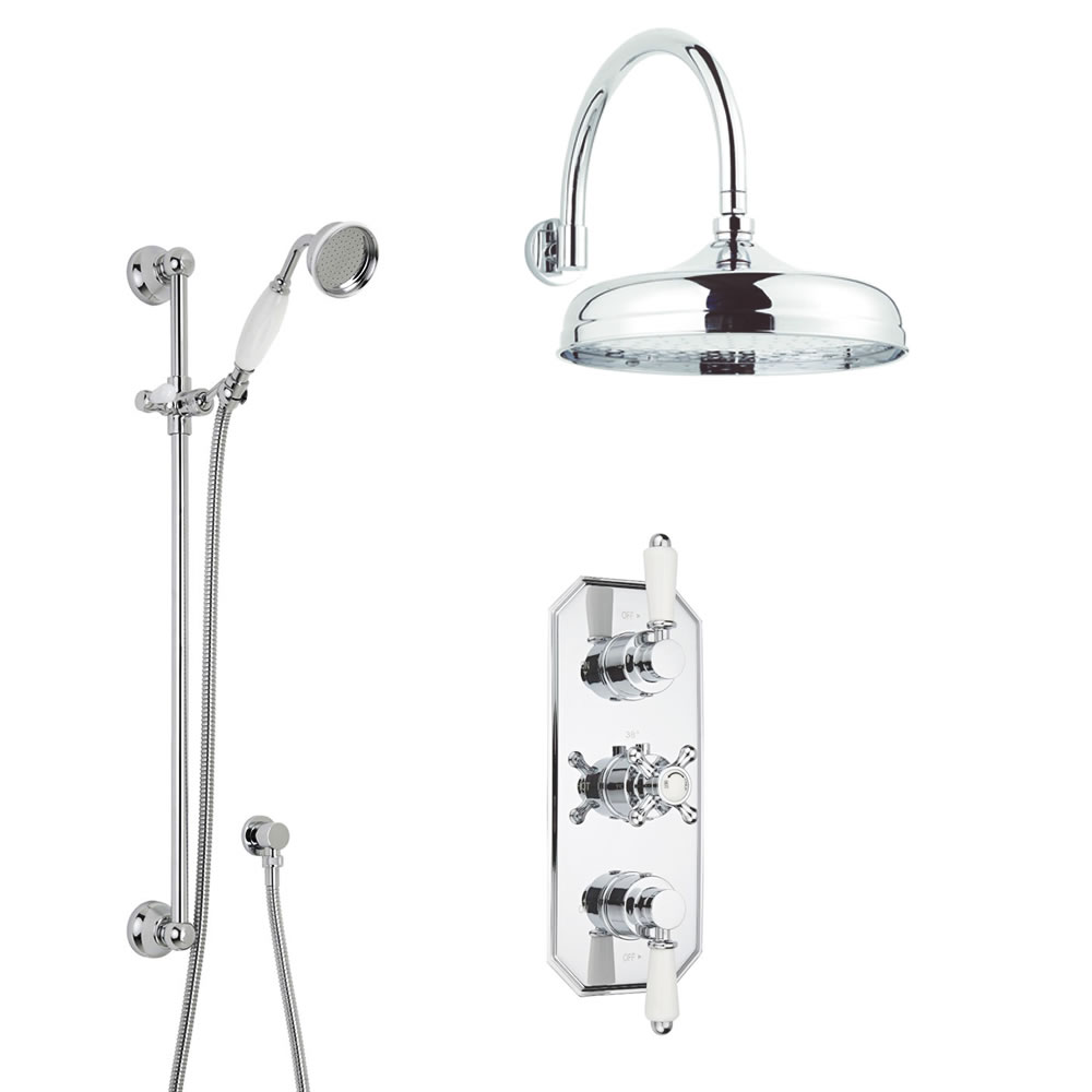 Duschsystem Sinclaire inkl Kopfbrause, Handbrause & Thermostat Duscharmatur