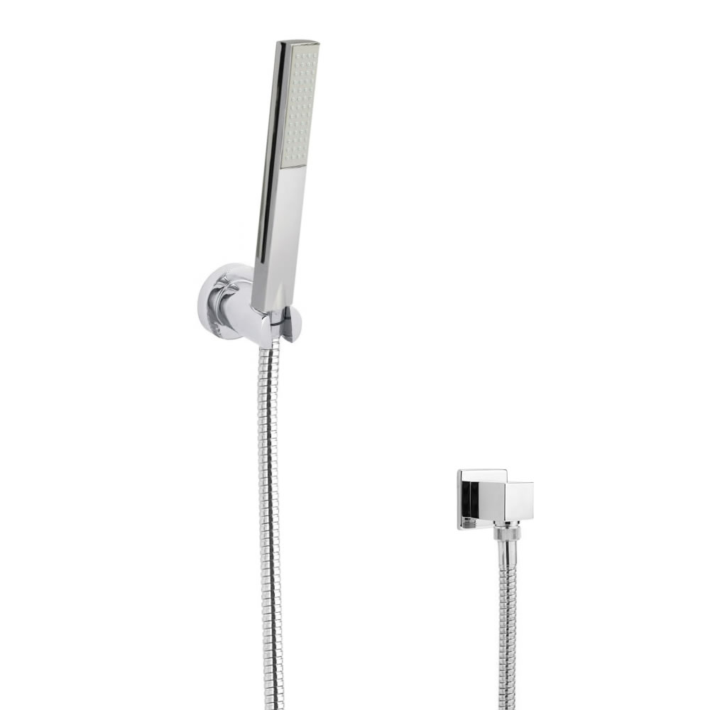 Handbrause Rechteckig mit Wandhalterung und Schlauch