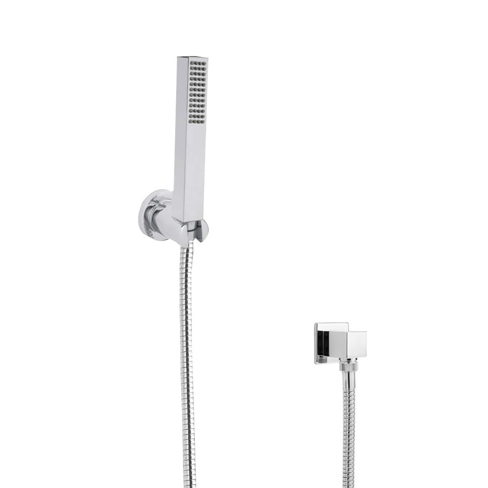 Handbrause Quadratisch mit Wandhalterung und Schlauch