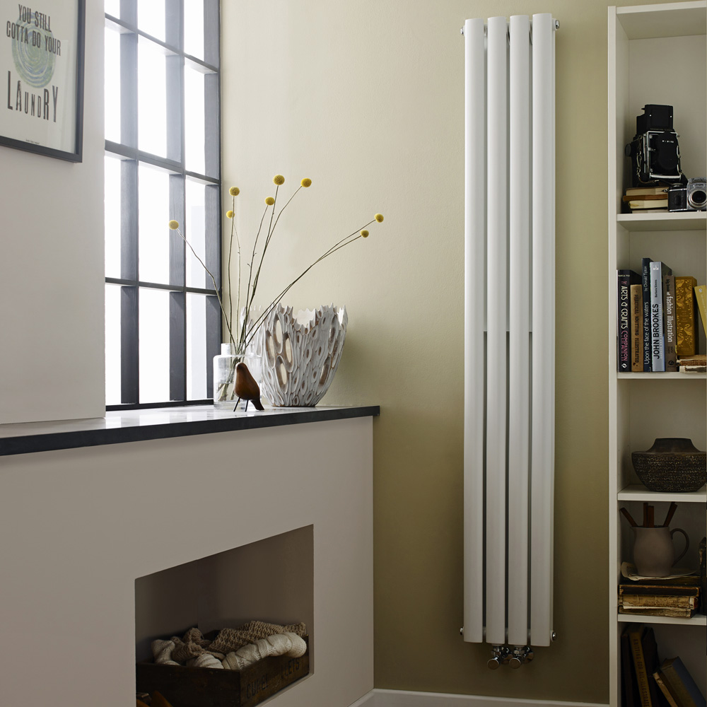 Design Heizkörper Vertikal Doppellagig Weiß 1800mm x 236mm 810W - Revive Slim