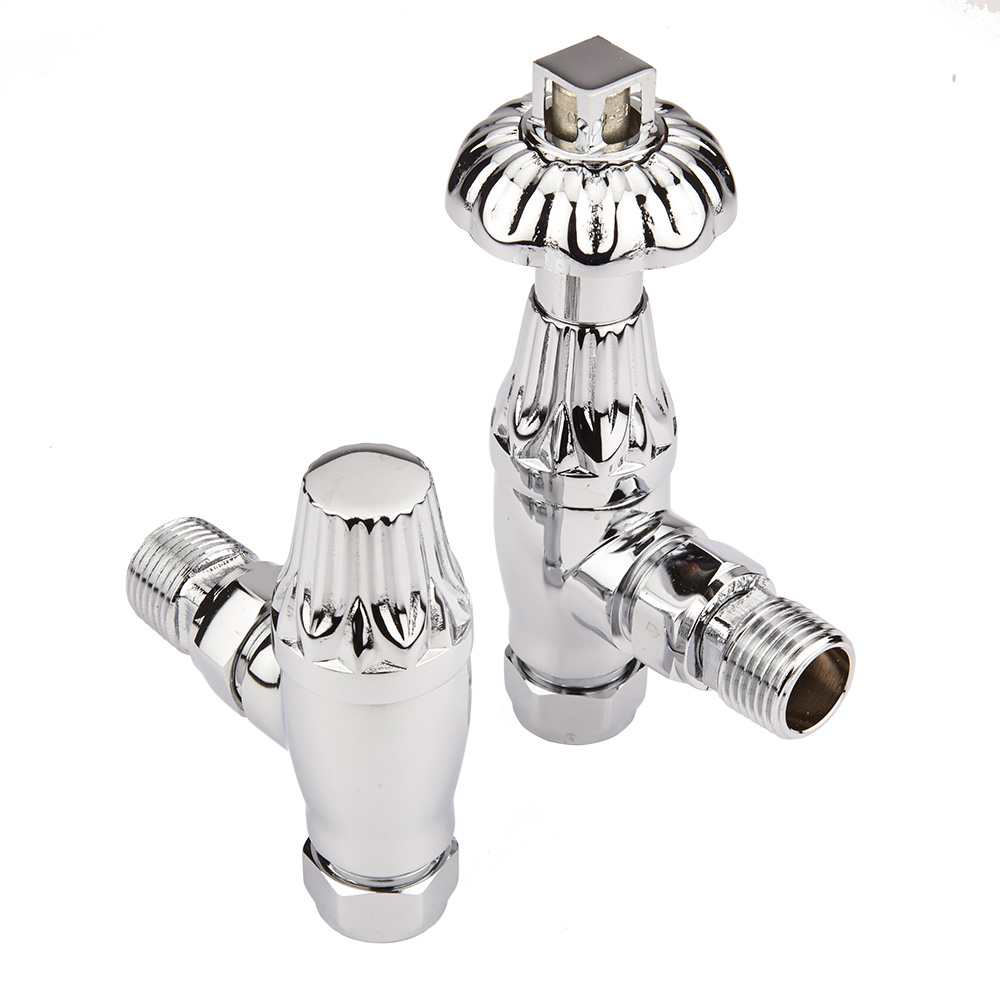 Thermostat-Heizkörperventile für 15mm Kupferrohr, Eck, Chrom - Regent