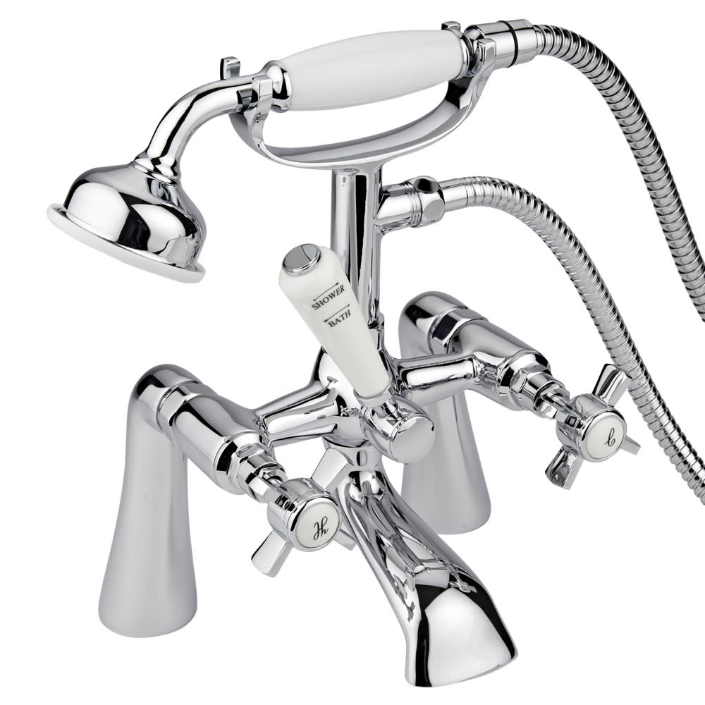 Nostalgische Badewannenarmatur zur Wannenrandmontage mit Handbrause - Victoria