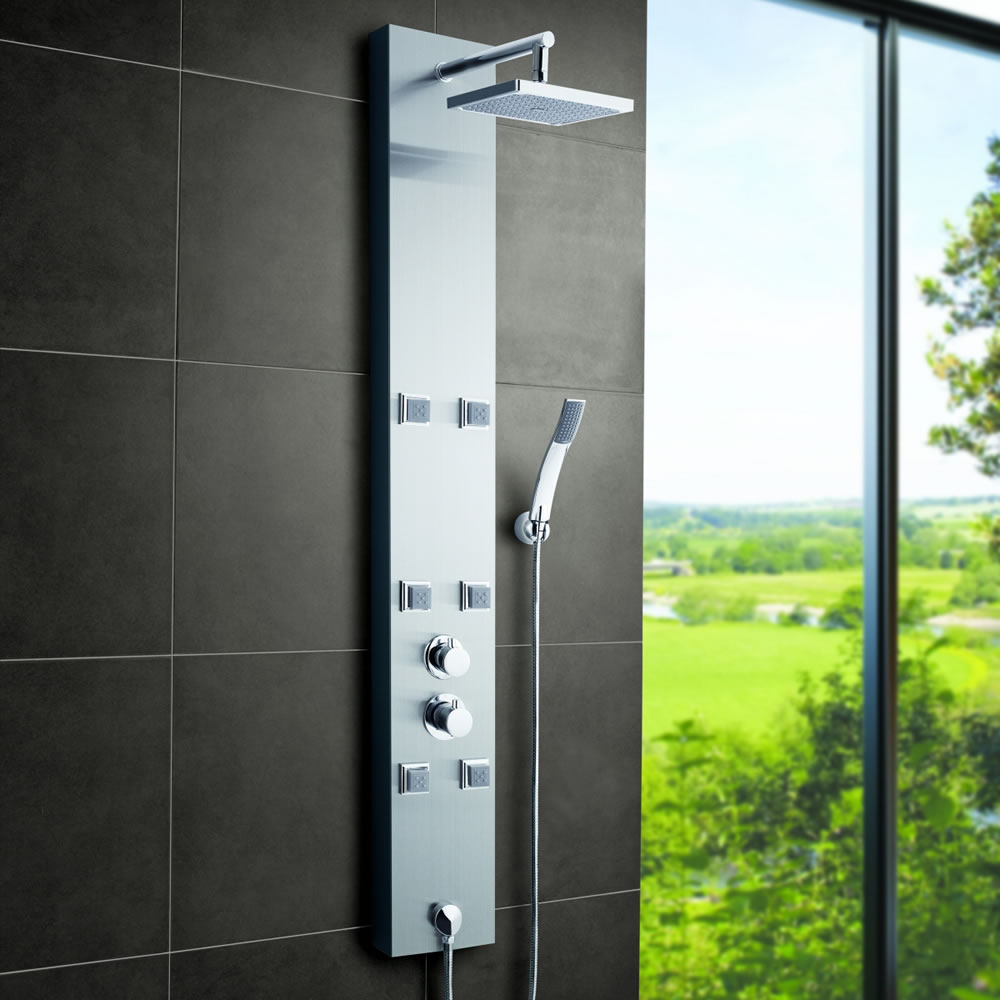 Duschpaneel Edelstahl Thermostatisch