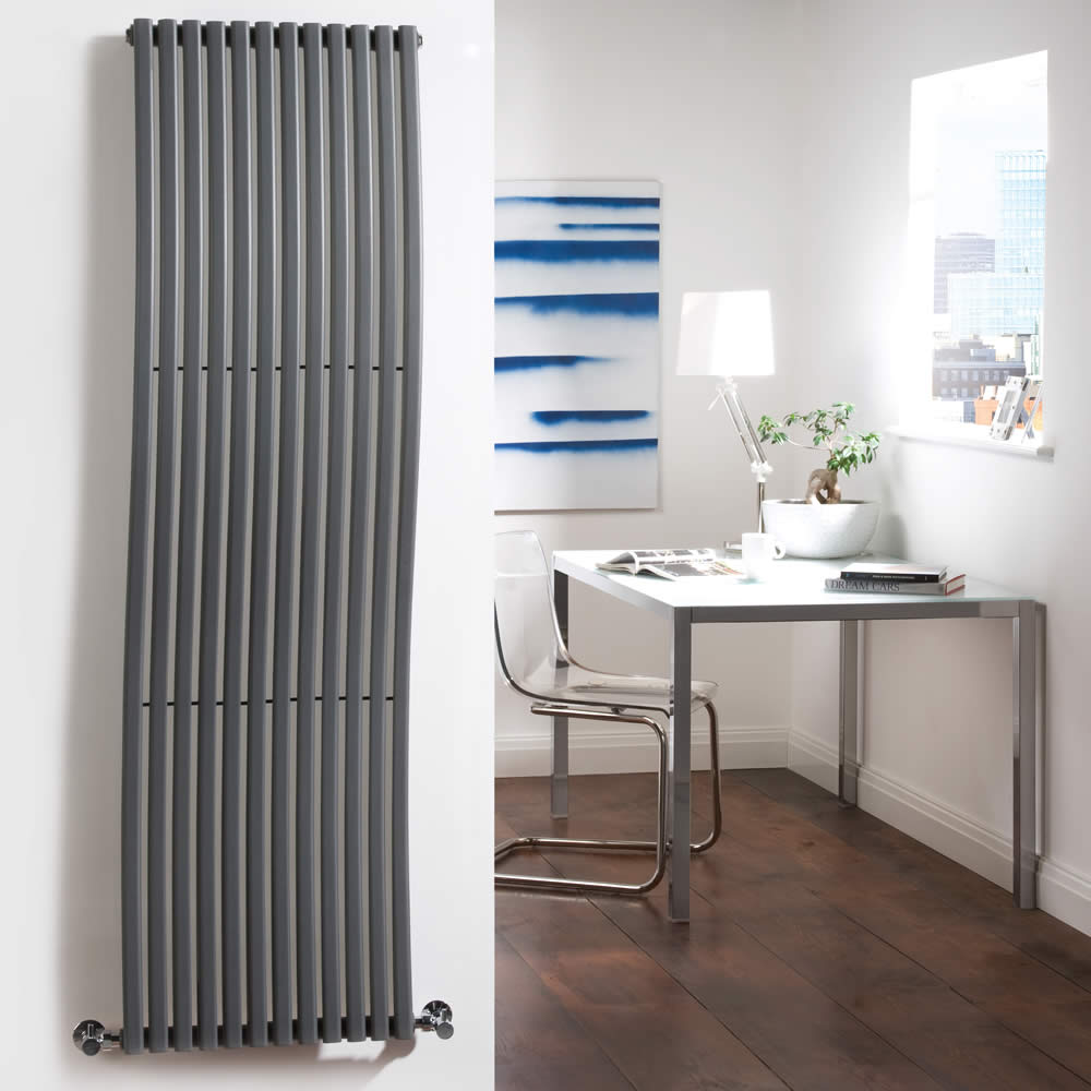 Design Heizkörper Vertikal Einlagig Anthrazit 1600mm x 460mm 1185W - Palero
