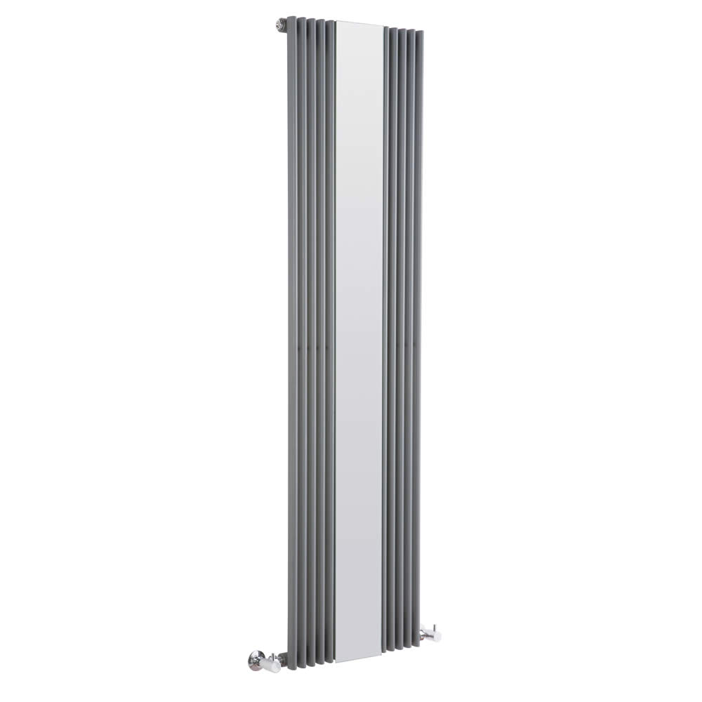 Design Heizkörper Vertikal Einlagig mit Spiegel Anthrazit 1600mm x 420mm 840W - Keida