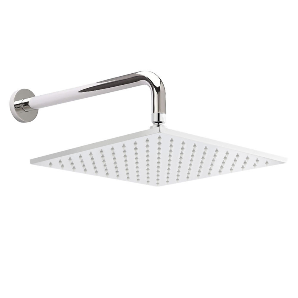LED-Duschkopf 300mm x 300mm Verchromt mit Duscharm zur Wandmontage