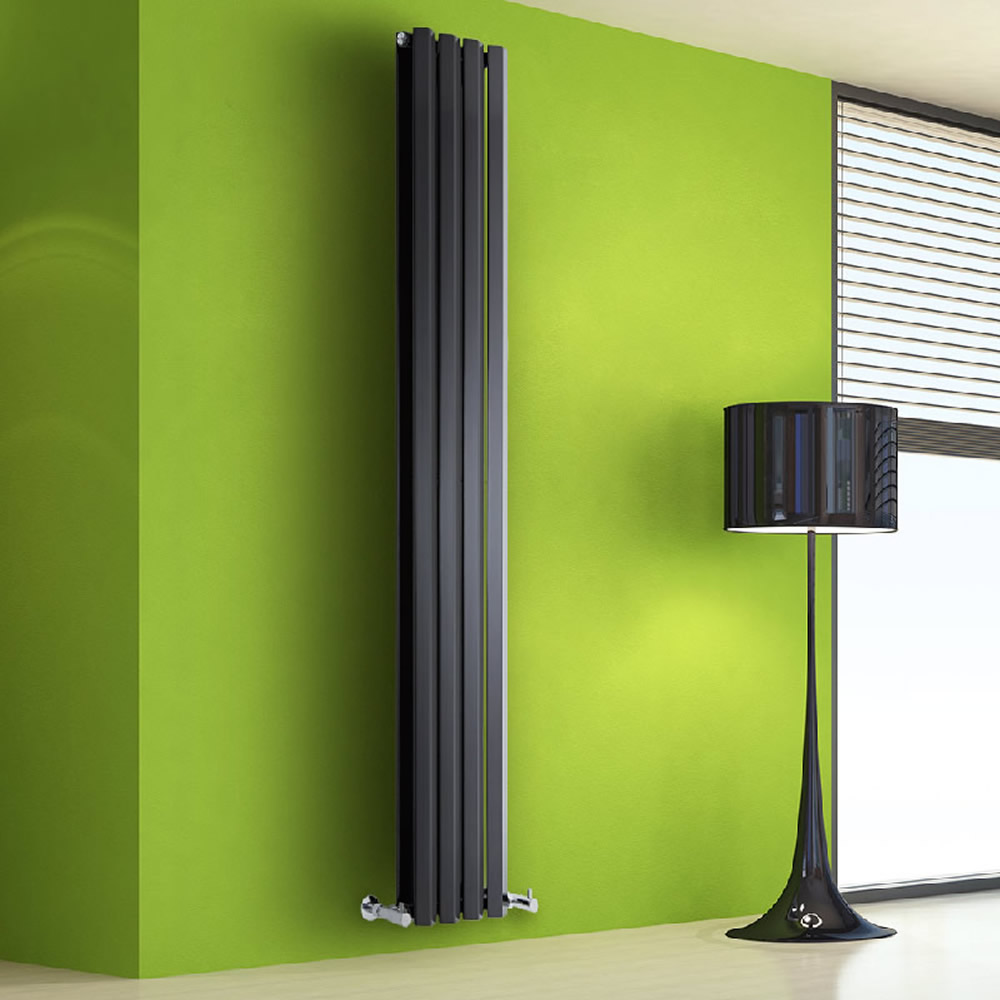 Design Heizkörper Vertikal Doppellagig Schwarz 1780mm x 280mm 1079W - Vital