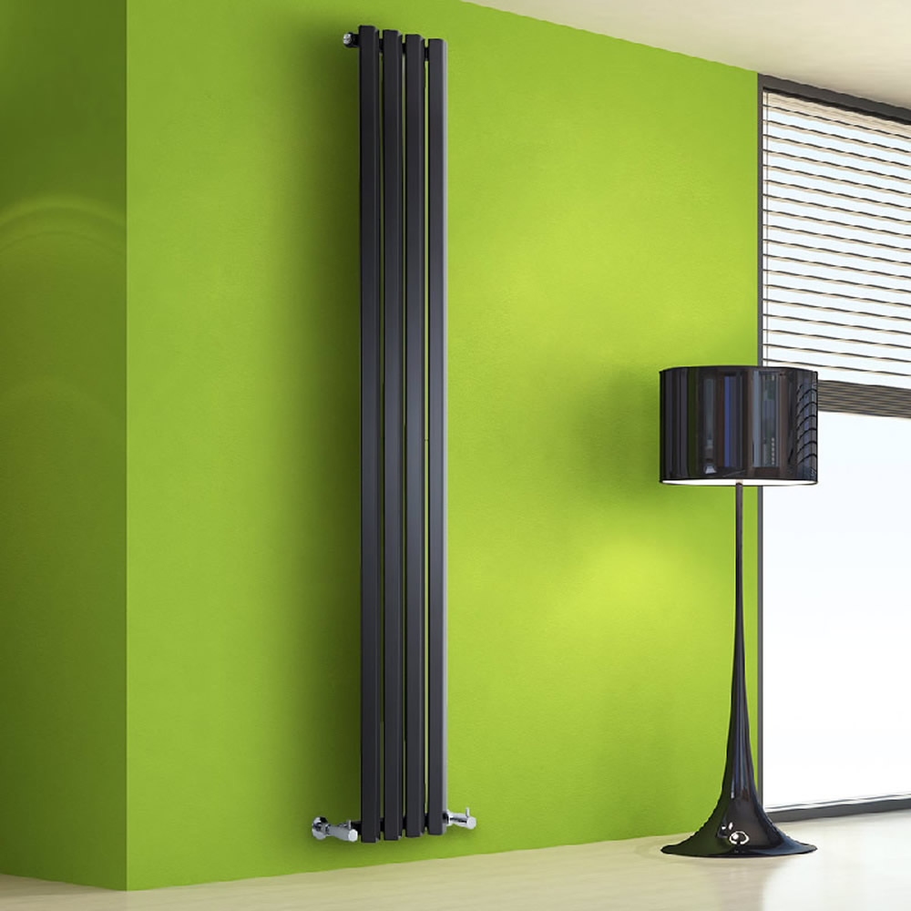 Design Heizkörper Vertikal Einlagig Schwarz 1780mm x 280mm 700W - Vital
