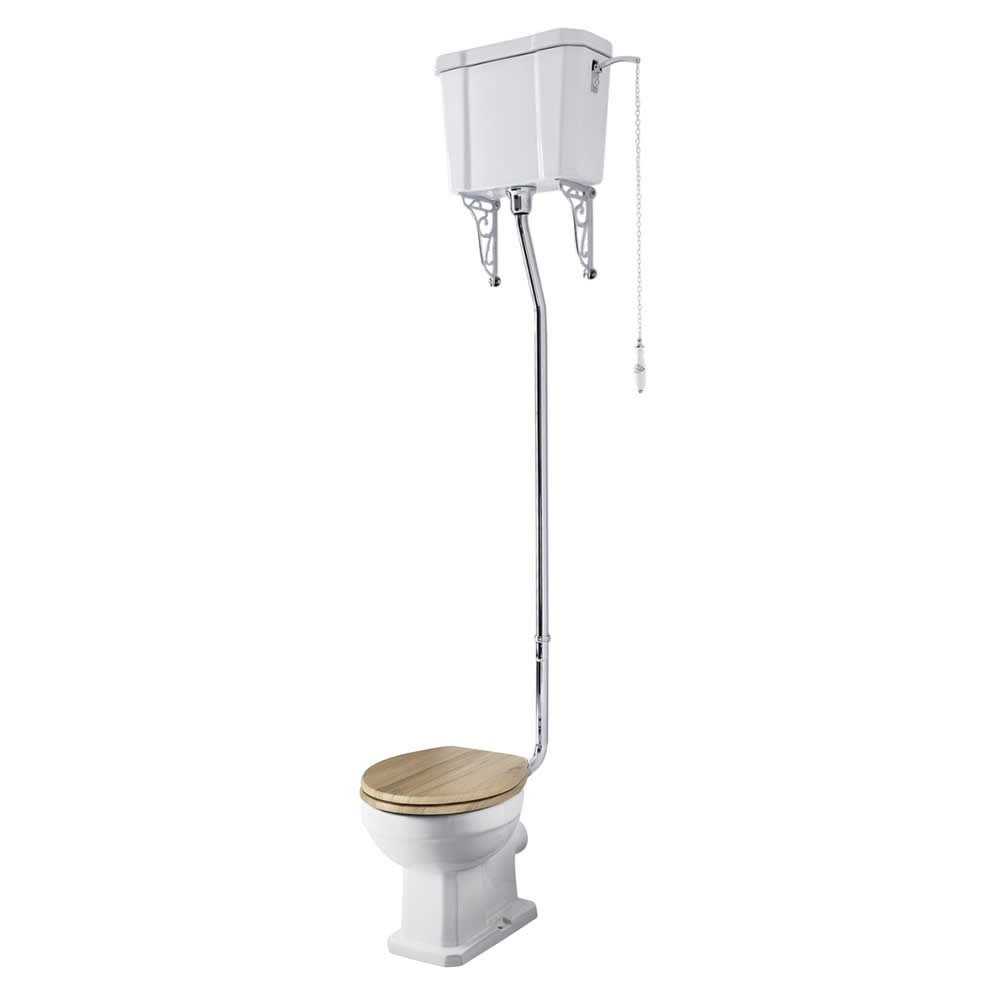 Klassische Toilette, hochhängender Spülkasten - wählbarer Sitz