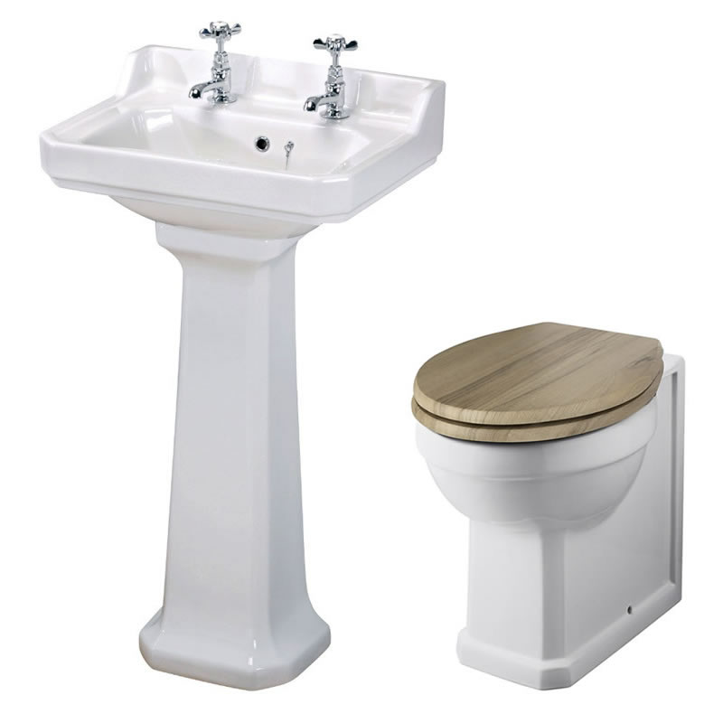Badausstattung Richmond - WC & Keramikwaschbecken für 2-Loch Armatur