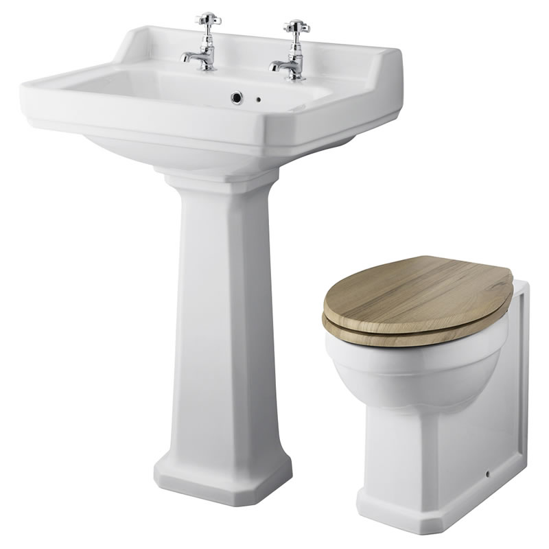 Badausstattung Richmond mit WC & Keramikwaschbecken Groß und wählbarem Sitz