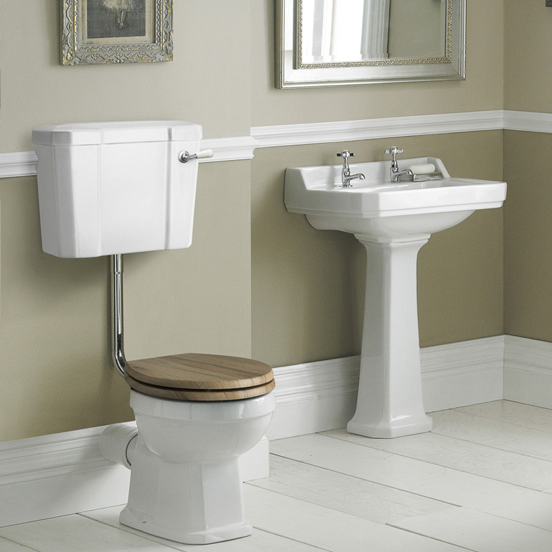Badausstattung Richmond - WC-Set & Keramik-Waschbecken mittelgroß 2-Loch
