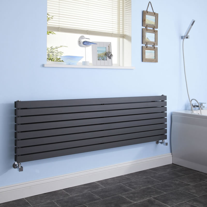 Design Heizkörper Horizontal Doppellagig Anthrazit 472mm x 1780mm 1842W - Sloane