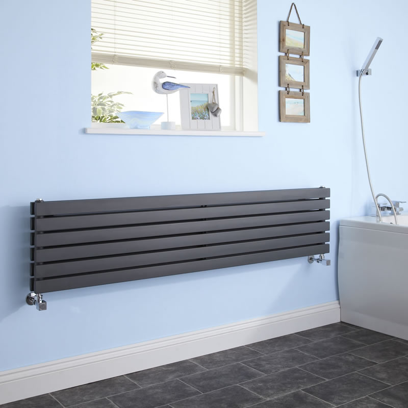 Design Heizkörper Horizontal Doppellagig Anthrazit 354mm x 1780mm 1426W - Sloane