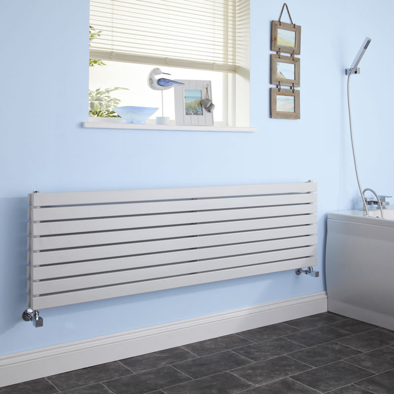 Design Heizkörper Horizontal Doppellagig Weiß 472mm x 1780mm 1842W - Sloane