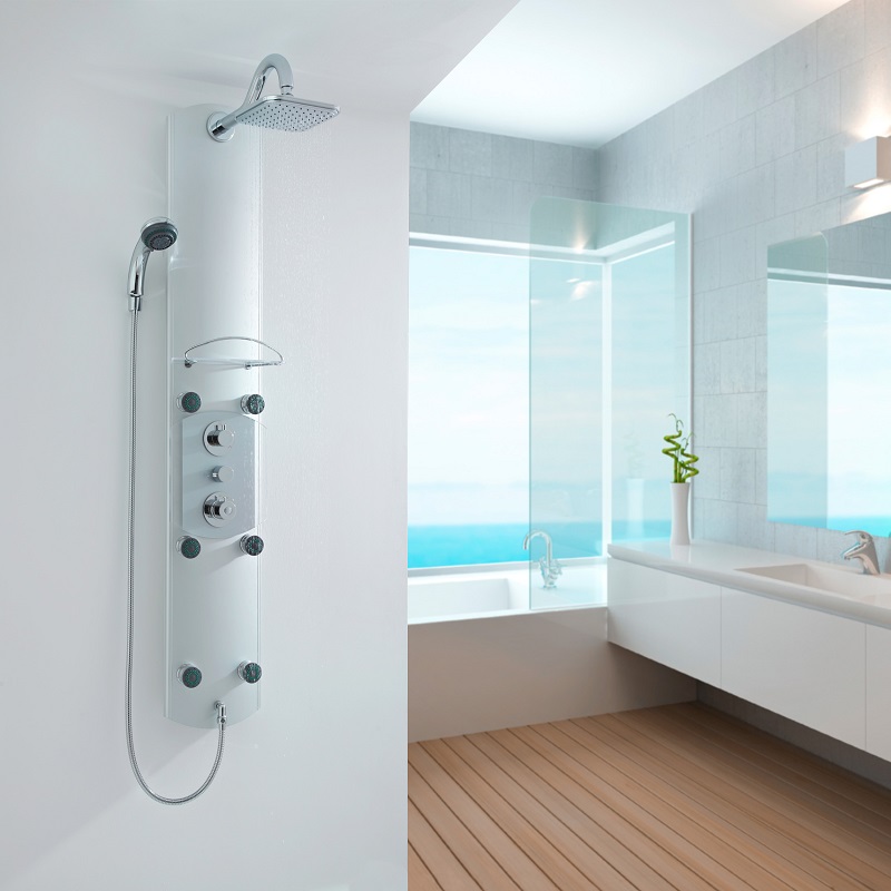 Thermostatisches Duschpaneel aus Aluminium auch zur Eckmontage - Cascade