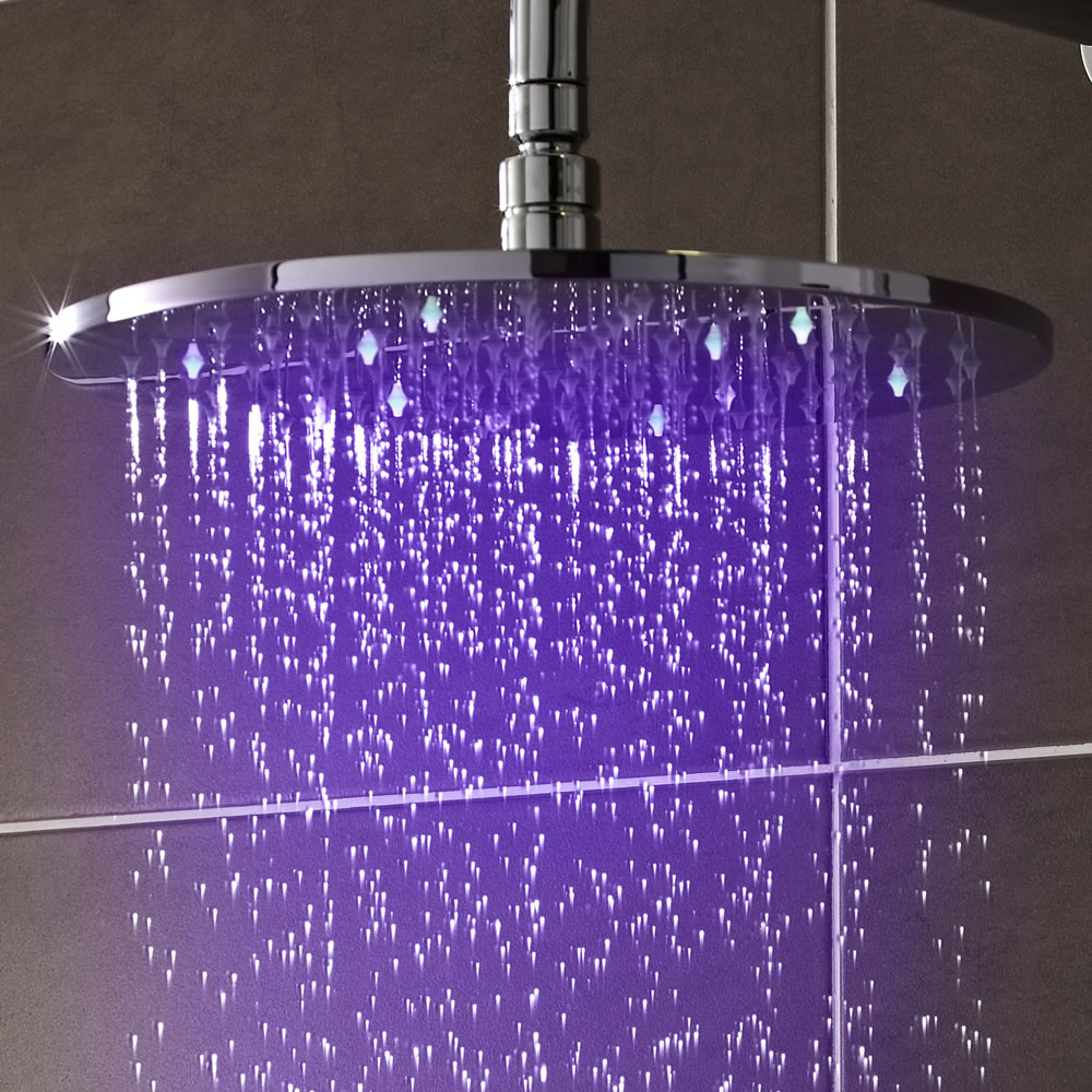 Duschkopf Rund mit LED-Licht 30 cm, wassersparend