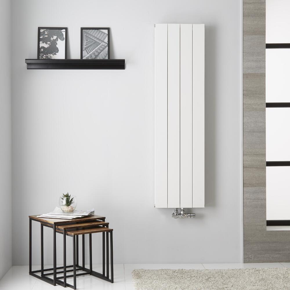 Design Heizkörper Aluminium Doppellagig Vertikal Weiß 1400mm x 375mm - Kett