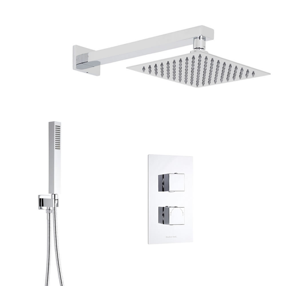 Duschsystem Kubix inkl 30x30cm Kopfbrause, Handbrause & Thermostat Duscharmatur