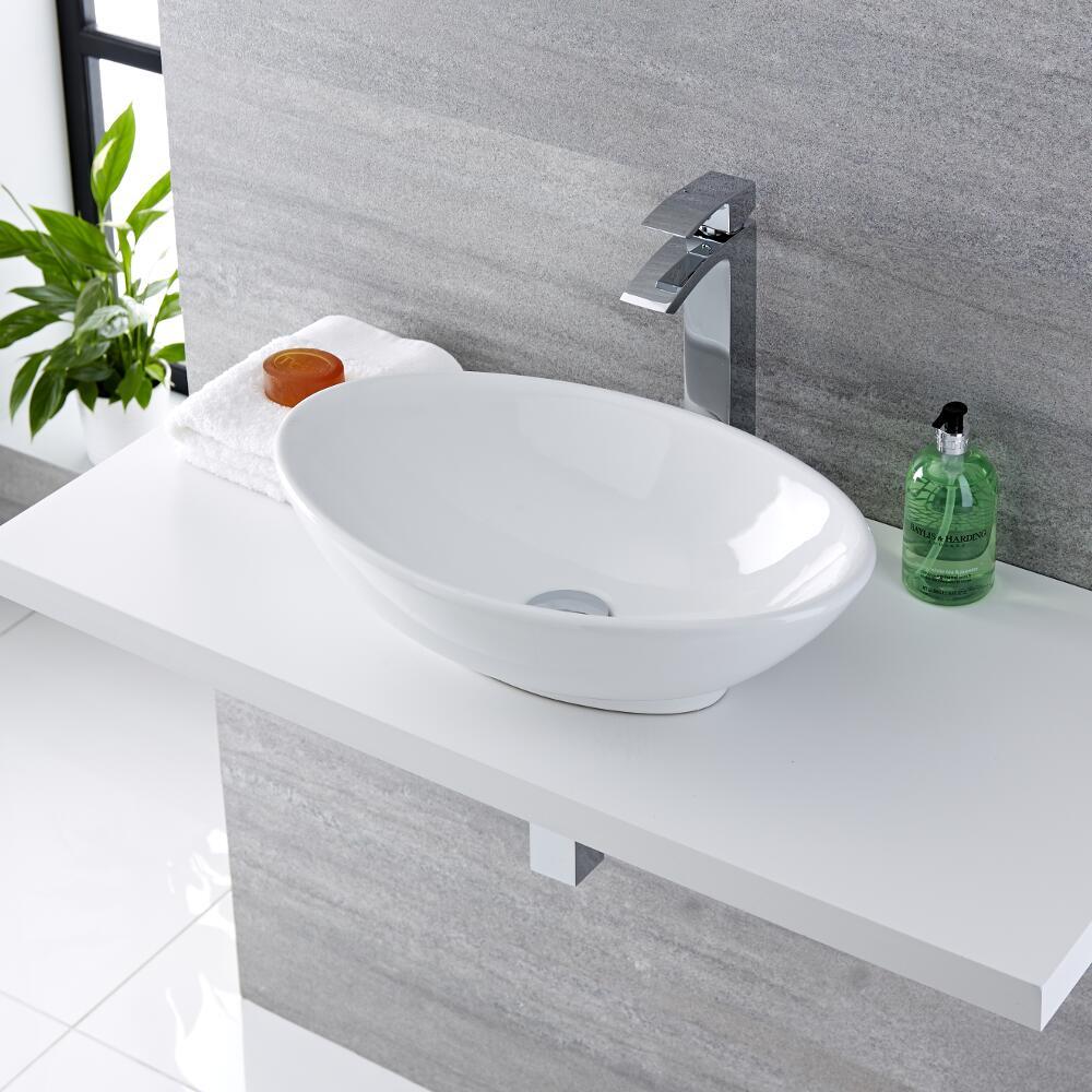 Aufsatzwaschbecken Kenton Oval 520mm x 320mm mit Standarmatur Razor im Set