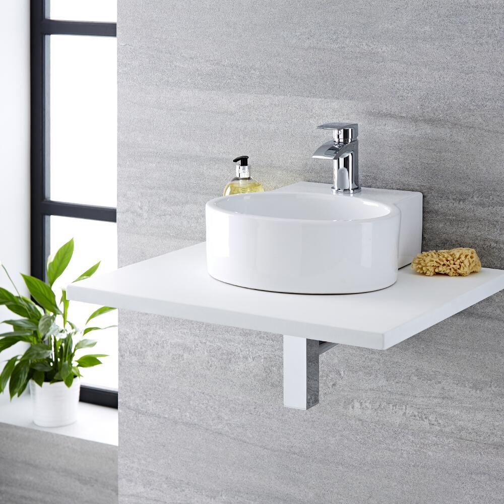 Aufsatzwaschbecken Covelly Oval 345mm x 330mm mit Standarmatur Razor im Set