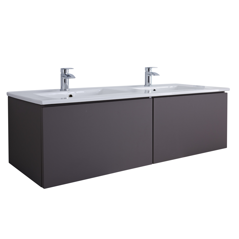 Hudson Reed Newington - 1200mm Moderner Badschrank mit Doppelbecken - Mattgrau
