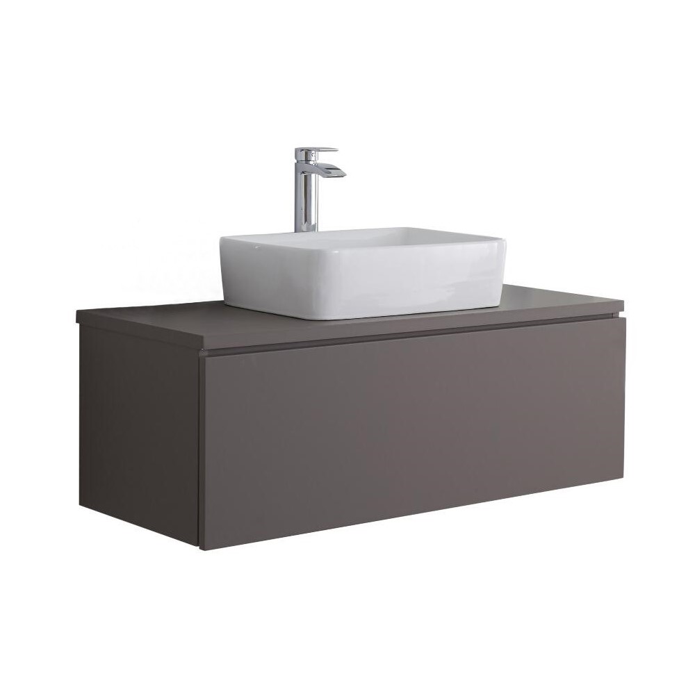 Hudson Reed Newington - 1000mm Moderner Badschrank mit rechteckigem Aufsatzbecken - Mattgrau