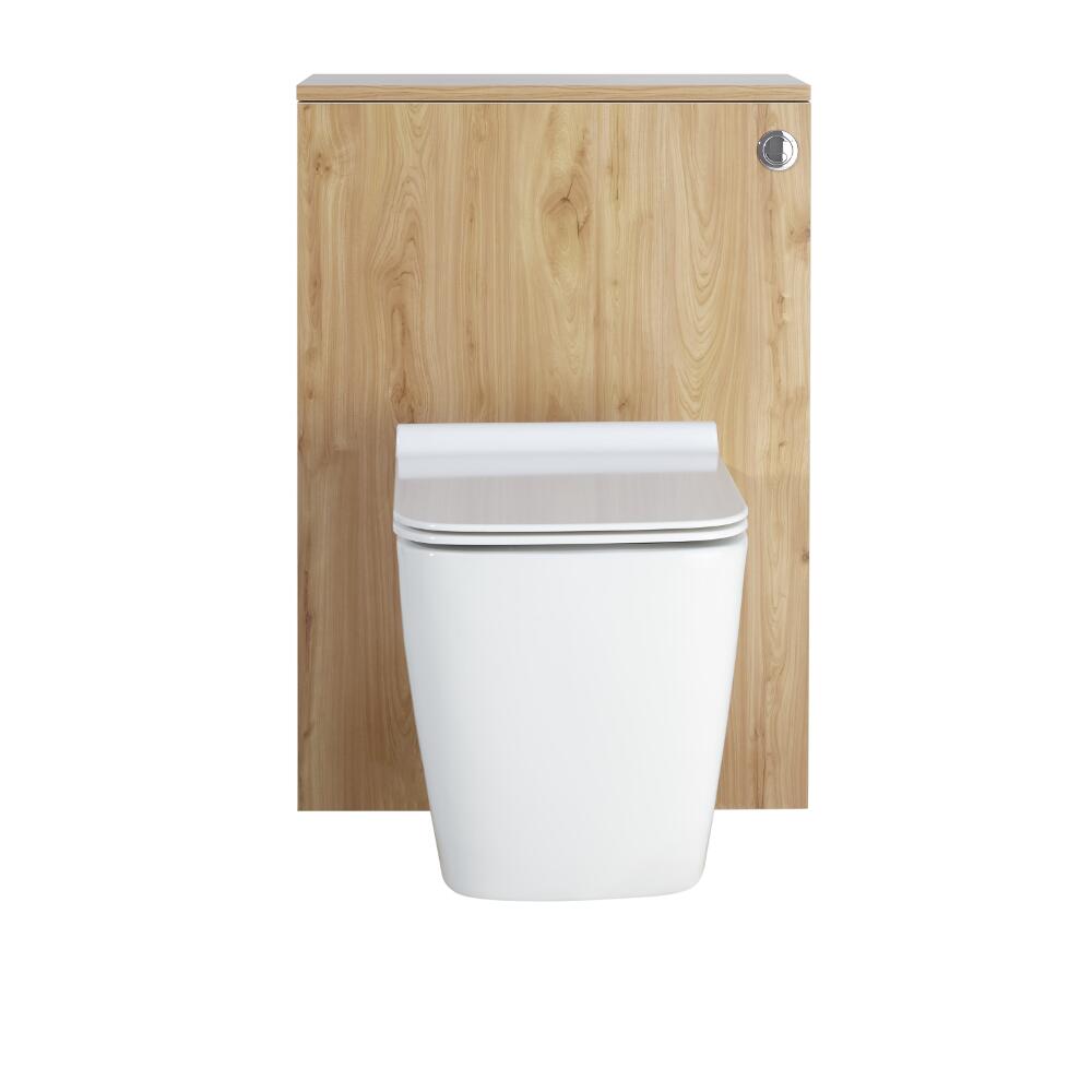 Moderne Toilette mit Vorwandelement Goldene Eiche 600mm inkl. Spülkasten - Newington