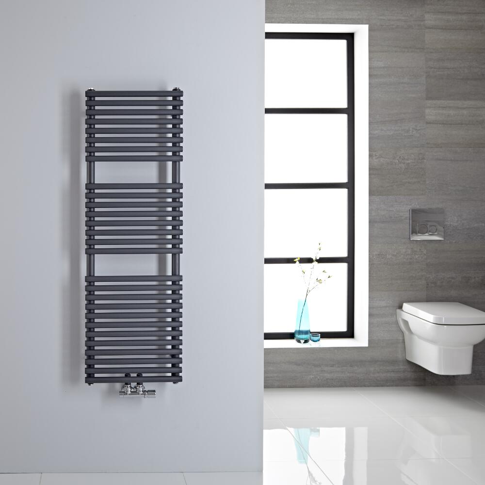 Handtuchheizkörper Mittelanschluss Vertikal Anthrazit 362 Watt 1200mm x 400mm - Magera