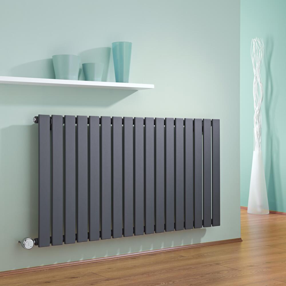 Design Heizkörper Elektrisch Horizontal Einlagig Anthrazit 635mm x 1190mm inkl. ein 1000W Heizelement - Delta