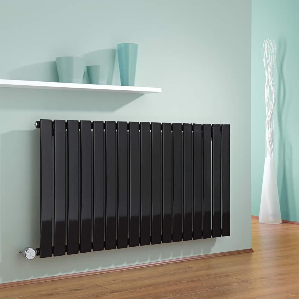 Design Heizkörper Elektrisch Horizontal Einlagig Schwarz 635mm x 1190mm inkl. ein 1000W Heizelement - Delta